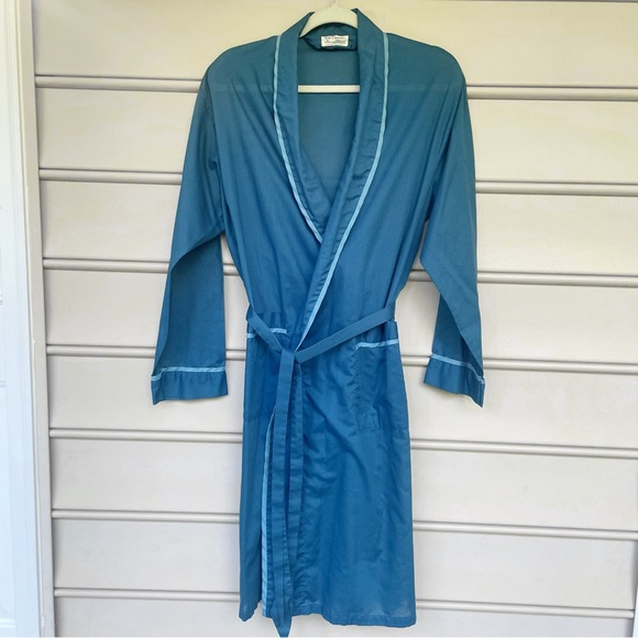 Vintage Other - Vintage Diplomat Long Sleeve Tie Waist Mid-Length Robe Blue Men's M Loungewear